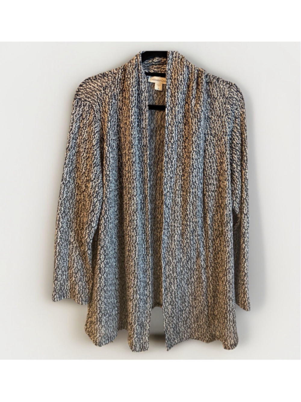Womens Coldwater Creek Blue White Open Cardigan Sweater Large 14